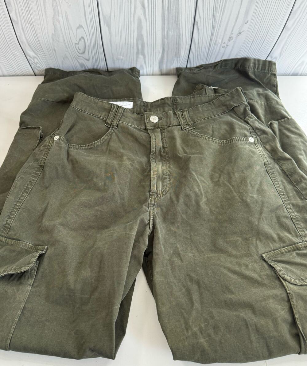Zara Olive Green Baggy Cargo Pants Buckle Pockets Size 4 Grunge Gorpcore